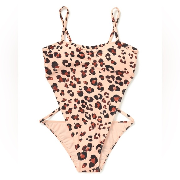 Adore Me Calypso Contour Leopard Print One Piece Bare Back Swimsuit Size Med NWT - Picture 3 of 10
